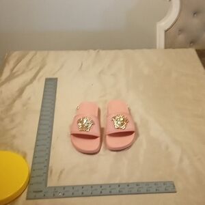 Versace Pink Slide Sandals with Gold Medusa NWOT
